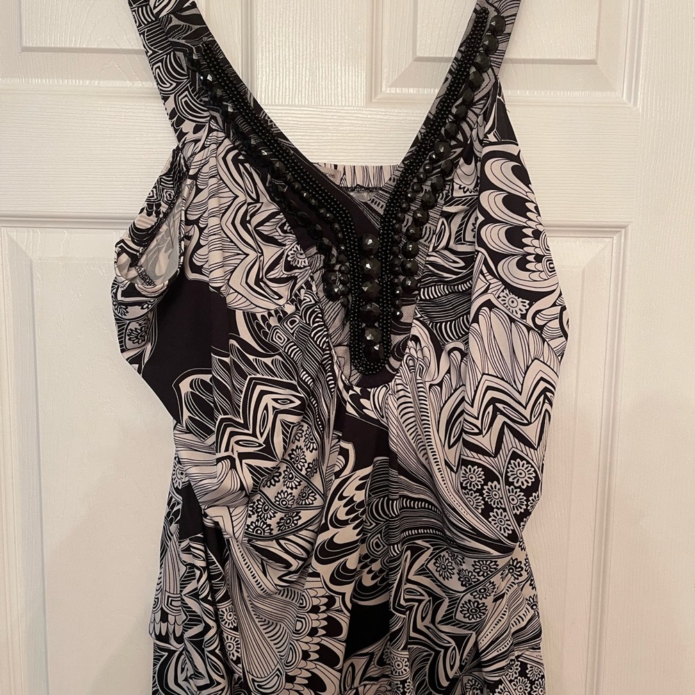 Black and White Beaded Blouse